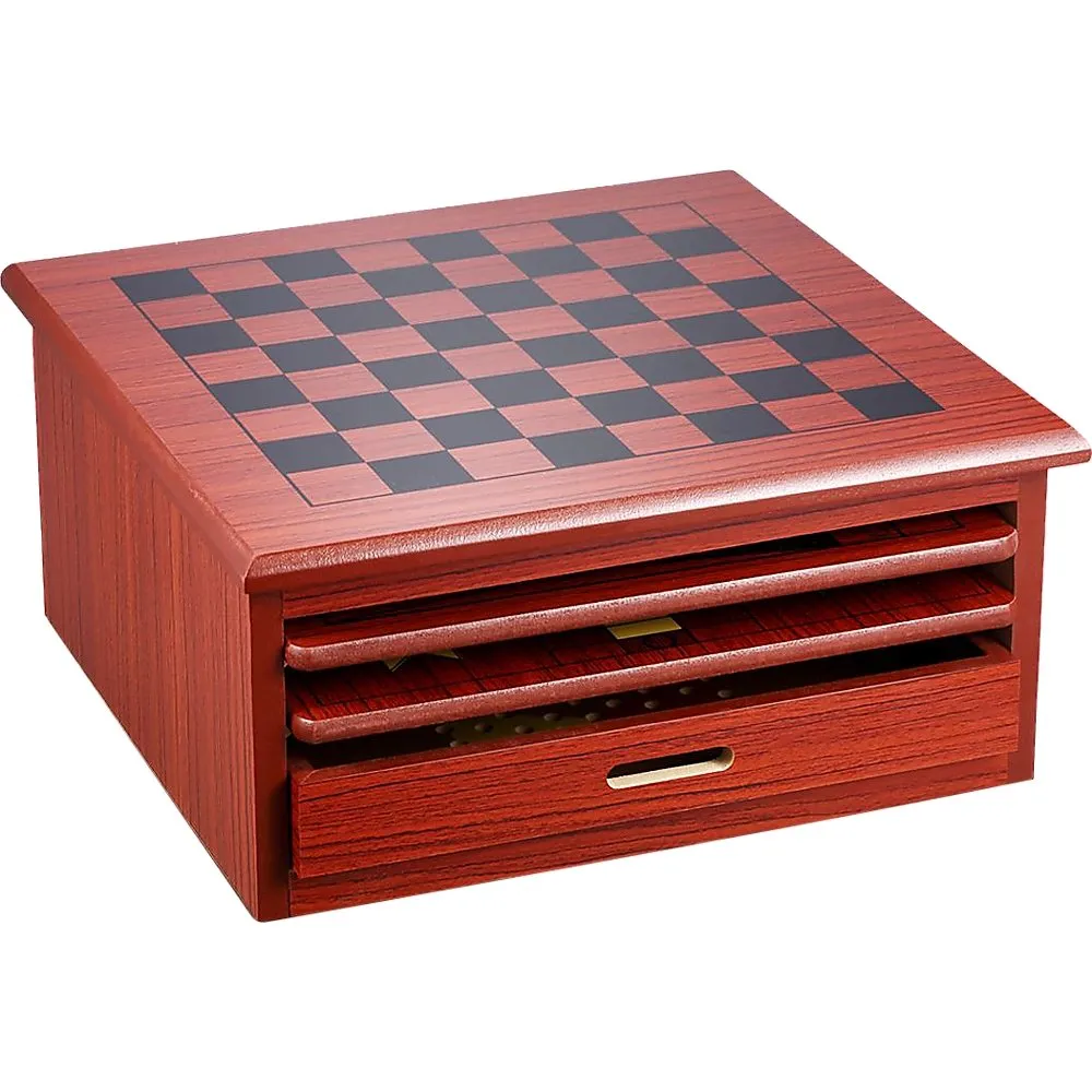 10 in 1 Wooden Chess Board Games Slide Out Checkers House Unit Set
