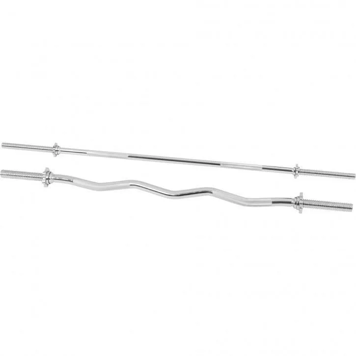 170cm Barbell Bar   120cm EZ Bar Set - Chrome