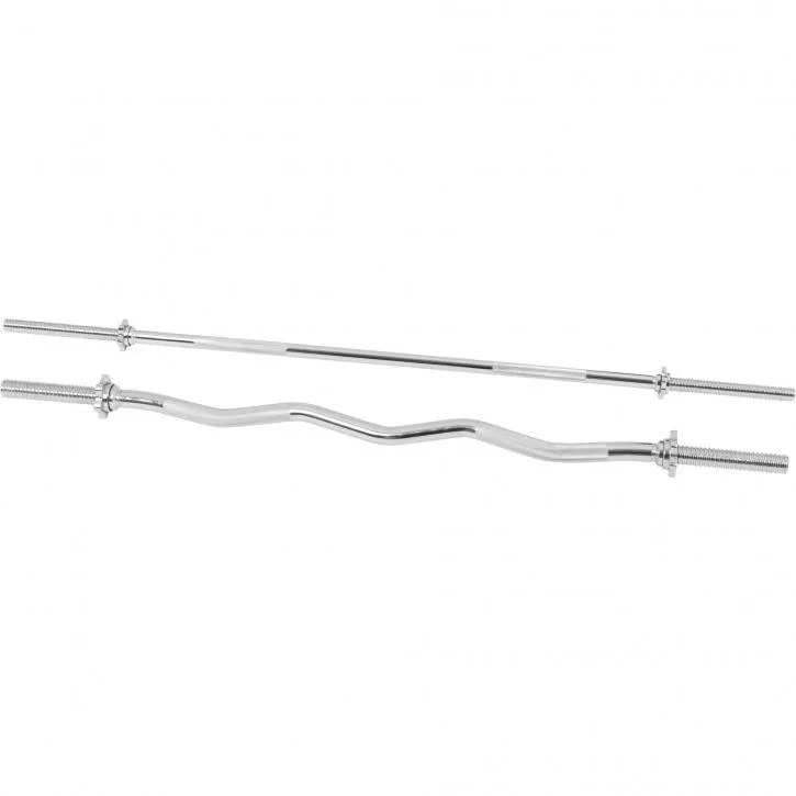 170cm Barbell Bar   120cm EZ Bar Set - Chrome