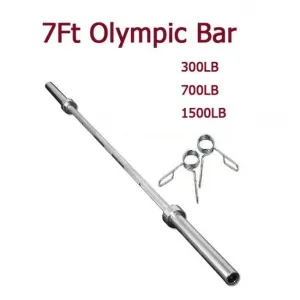 7ft Olympic Barbell (214cms) 700lbs rating,  with collars