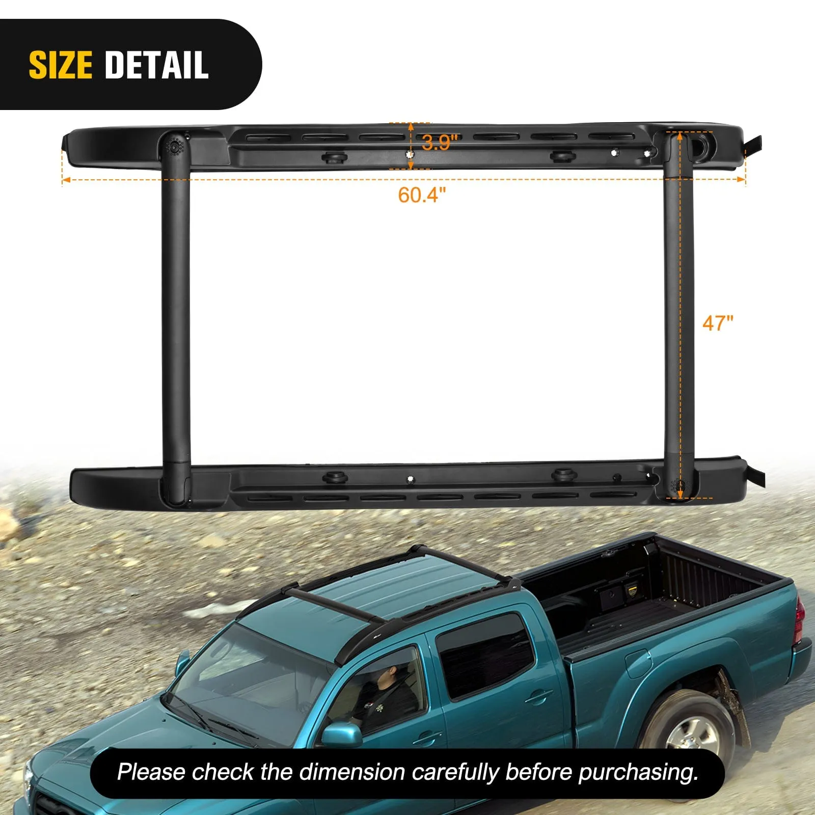 Aluminum Roof Rack Cross Bars Fit for Toyota Tacoma Double Cab 2005-2023