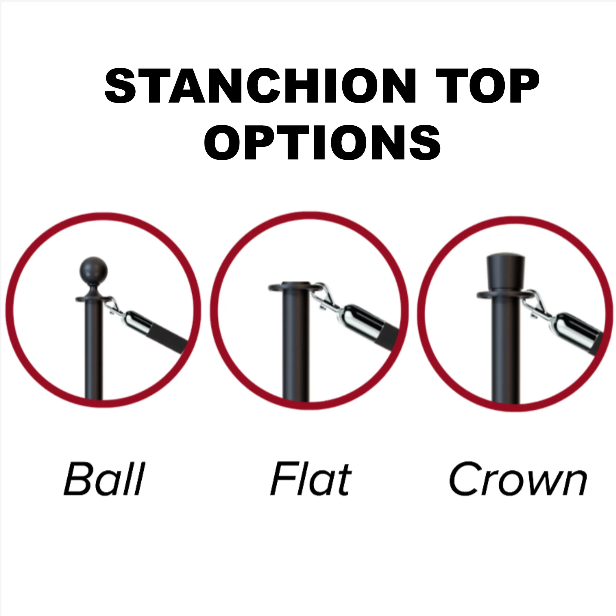 Ball Top Dual Rope Stanchion with Fixed Base - Montour Line CXLineDF