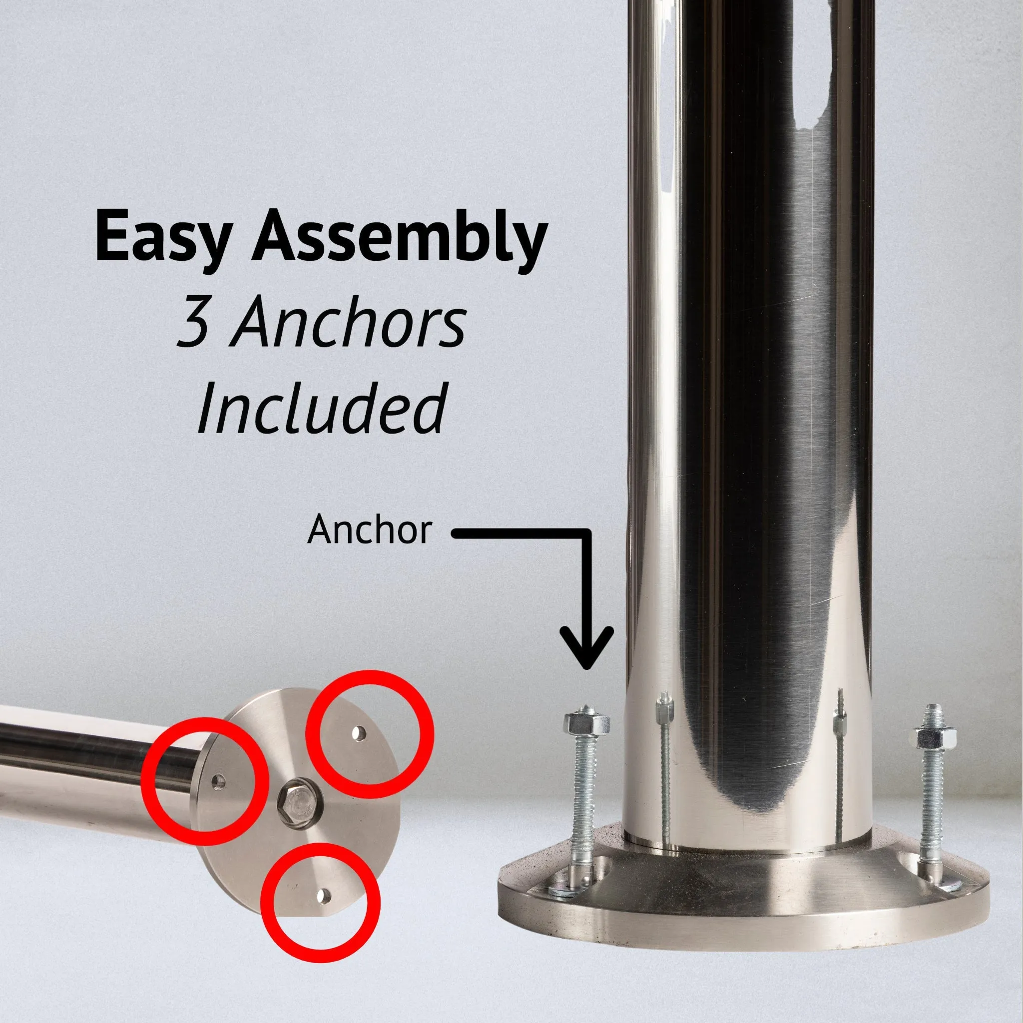 Ball Top Dual Rope Stanchion with Fixed Base - Montour Line CXLineDF