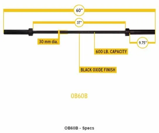 Body-Solid 5 Foot Olympic Bar - Black