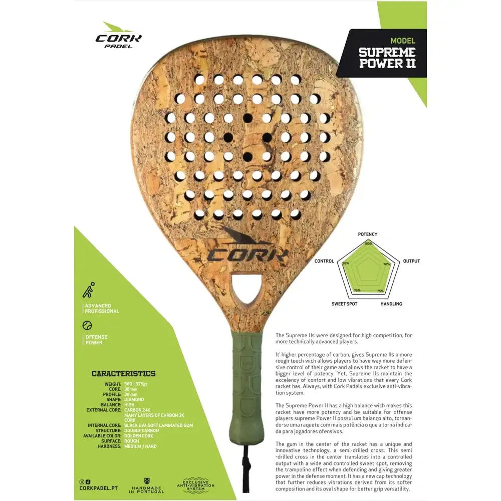 Cork Supreme Power 2 Padel Racket [LVJUL23]