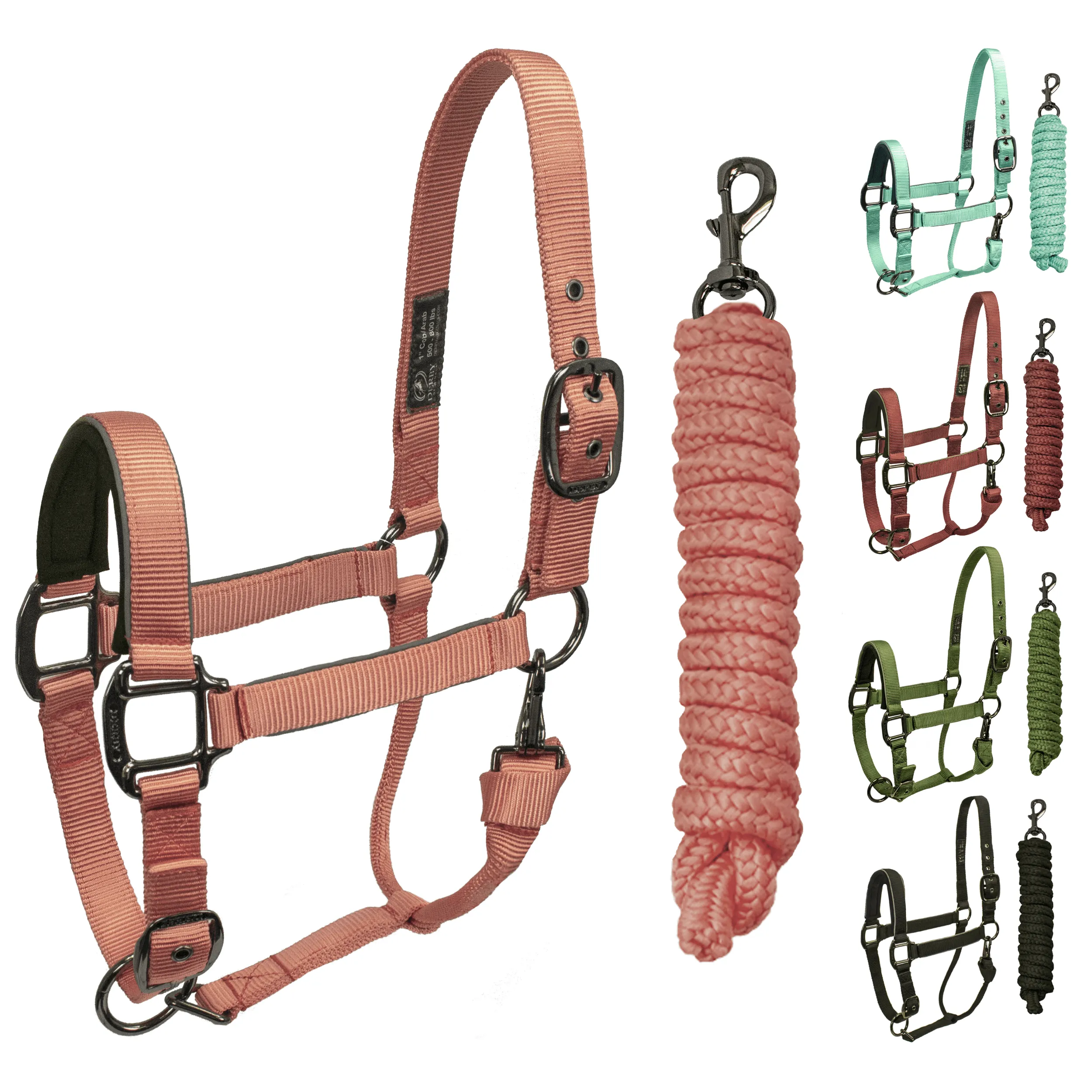 Derby Originals Desert Rose Collection Blackout Reflective Safety Stable Horse Halters with Matching Lead Ropes