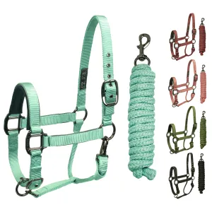 Derby Originals Desert Rose Collection Blackout Reflective Safety Stable Horse Halters with Matching Lead Ropes