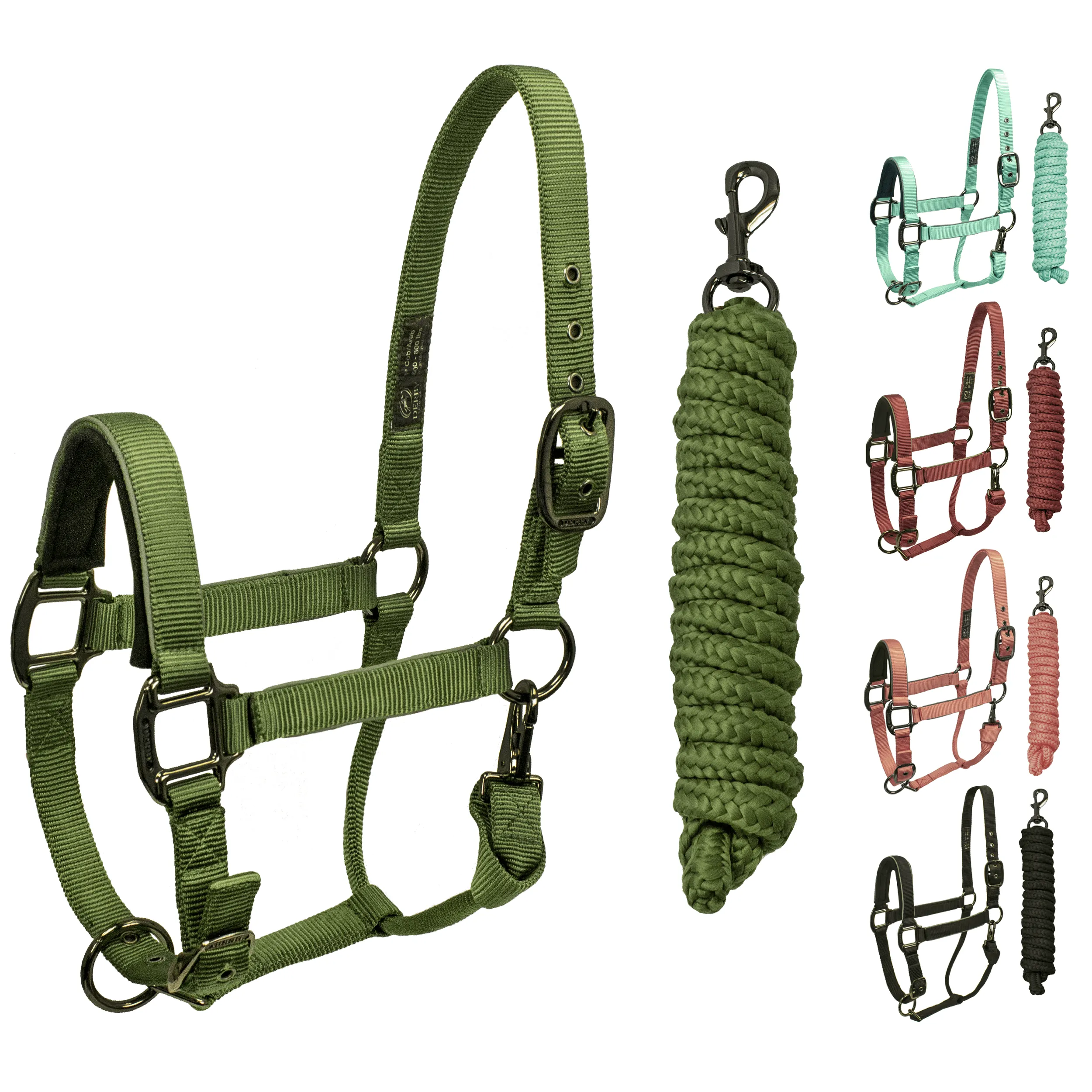 Derby Originals Desert Rose Collection Blackout Reflective Safety Stable Horse Halters with Matching Lead Ropes