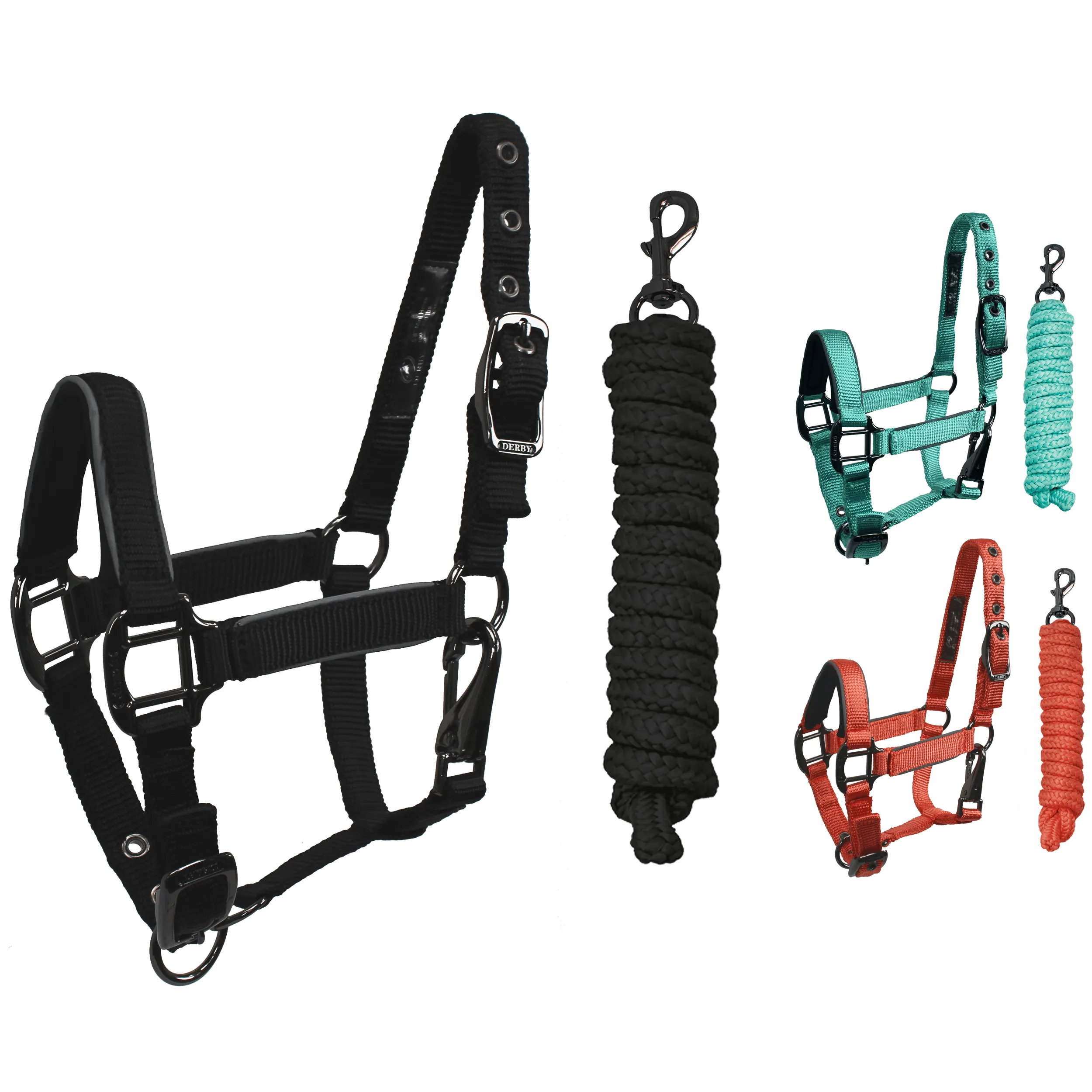 Derby Originals Desert Rose Collection Blackout Reflective Safety Stable Horse Halters with Matching Lead Ropes