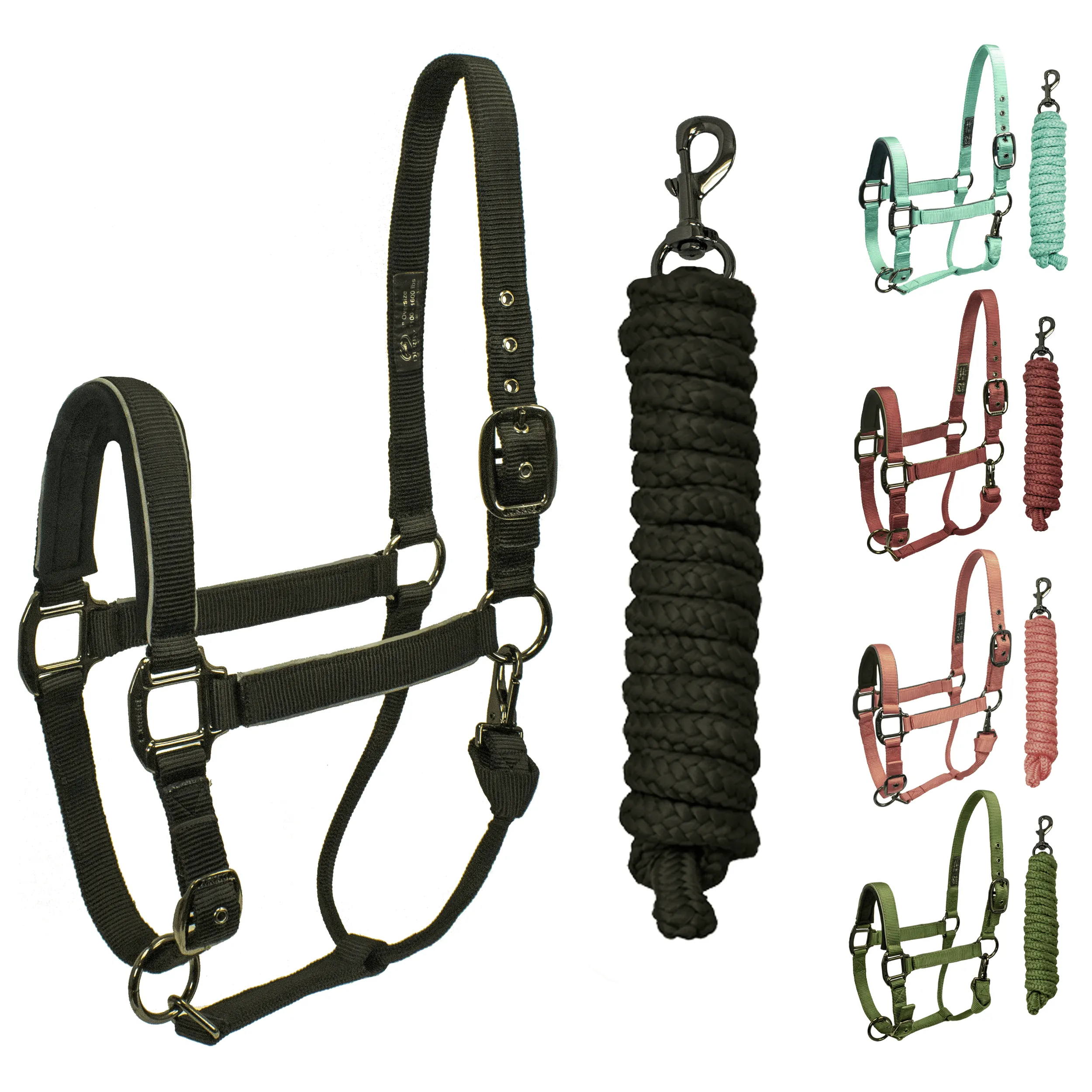 Derby Originals Desert Rose Collection Blackout Reflective Safety Stable Horse Halters with Matching Lead Ropes
