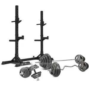 Heavy Duty Adjustable Squat Rack with 90kg Weight Set - Cortex