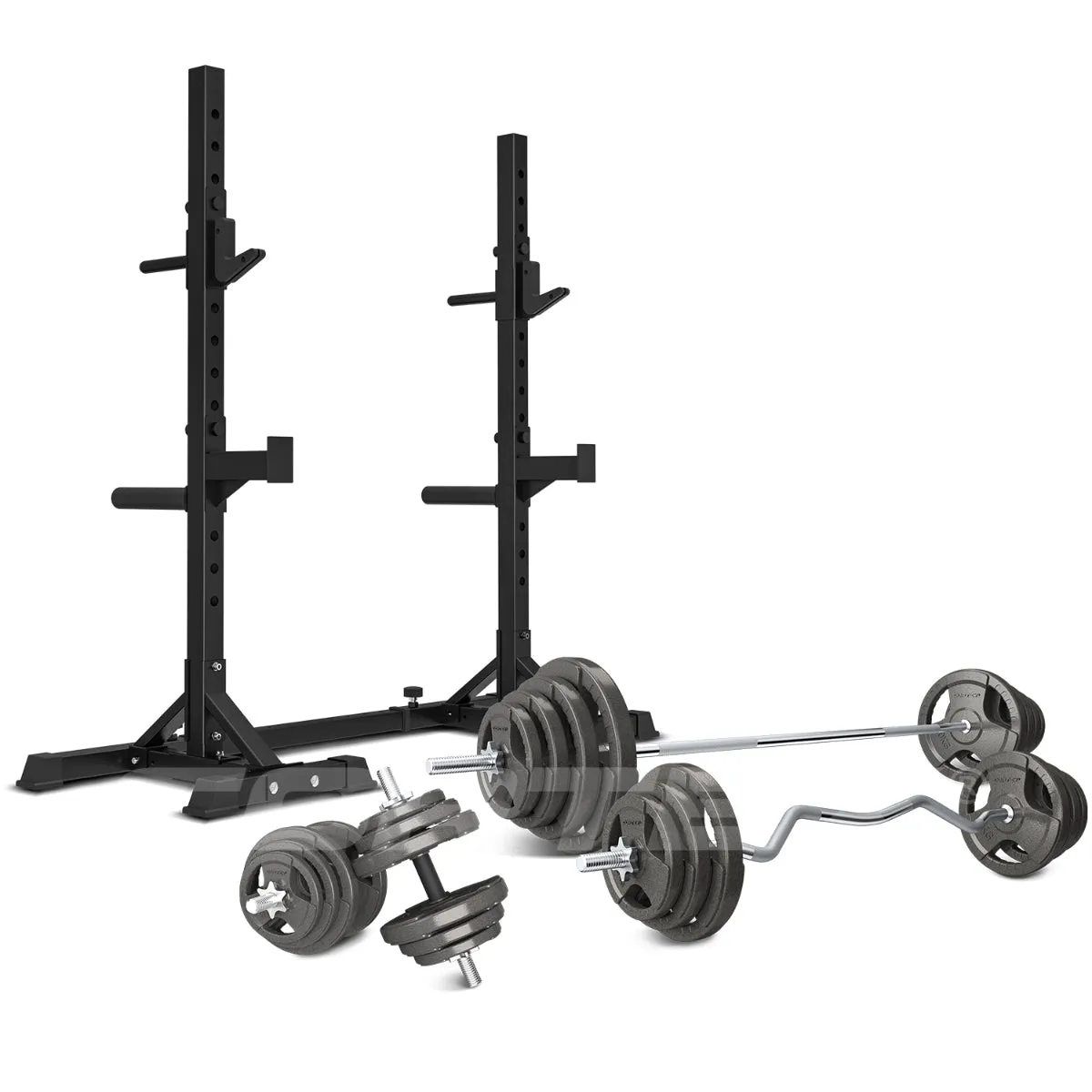 Heavy Duty Adjustable Squat Rack with 90kg Weight Set - Cortex