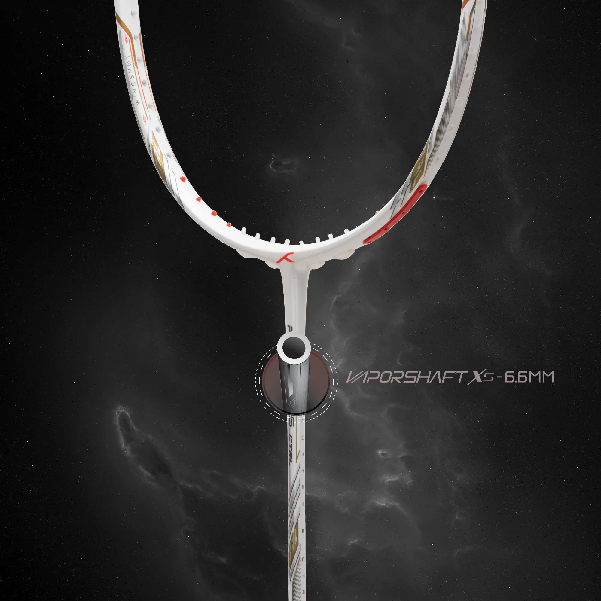 Hundred Flutter S Ctrl Superior Control Slim Shaft Strung Badminton Racquet (White / Red)
