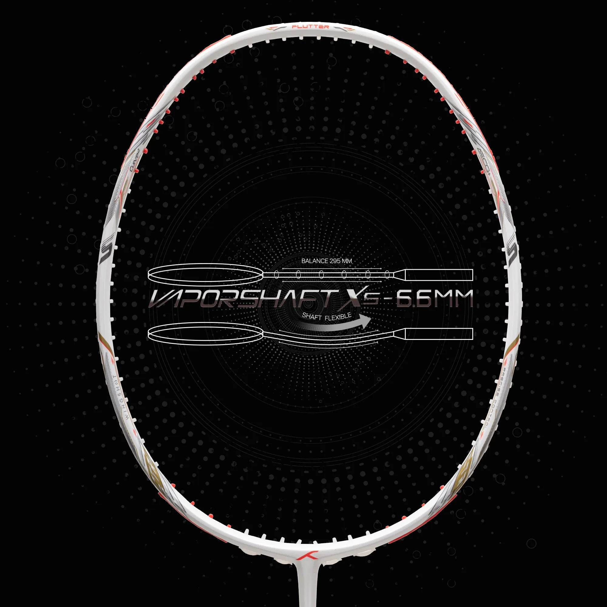 Hundred Flutter S Ctrl Superior Control Slim Shaft Strung Badminton Racquet (White / Red)