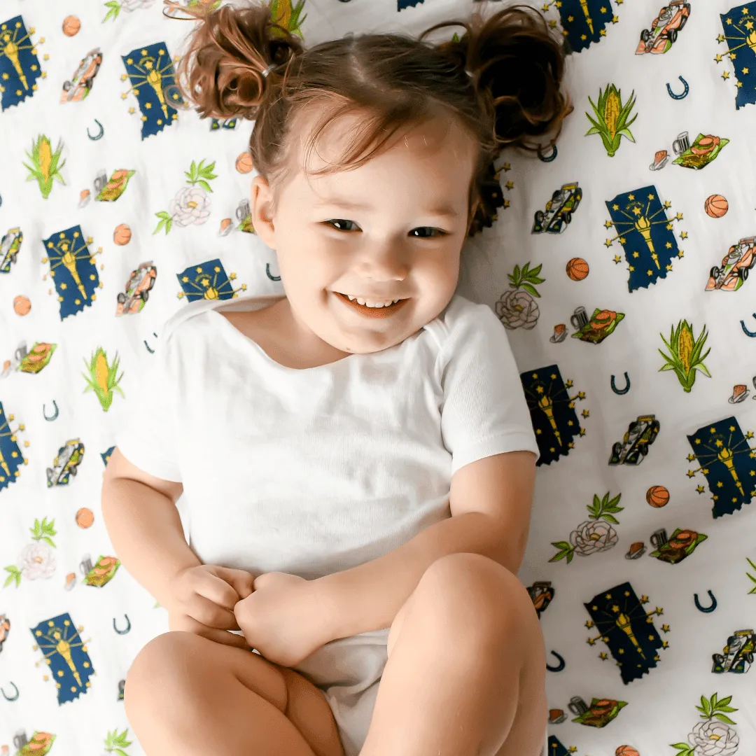 Indiana Baby Muslin Swaddle Receiving Blanket
