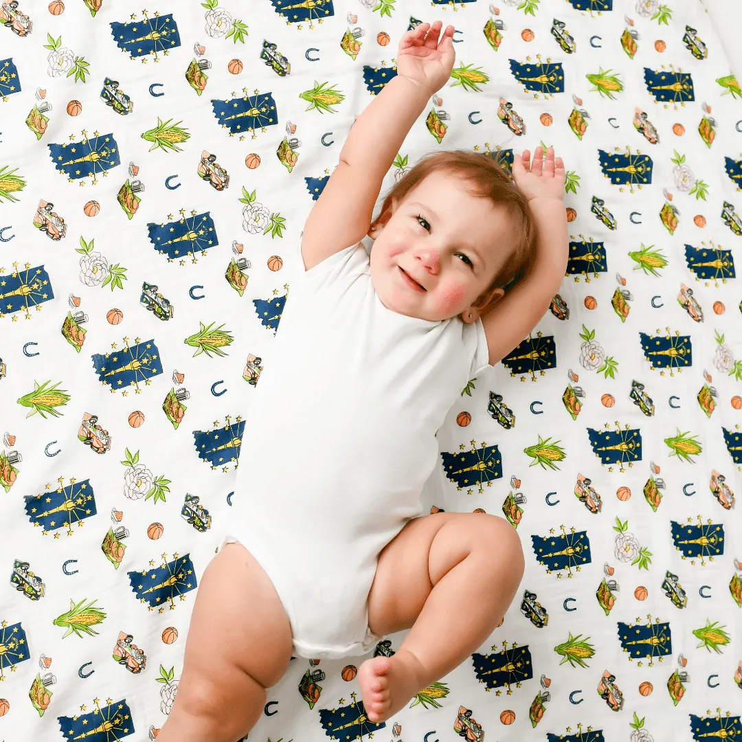 Indiana Baby Muslin Swaddle Receiving Blanket