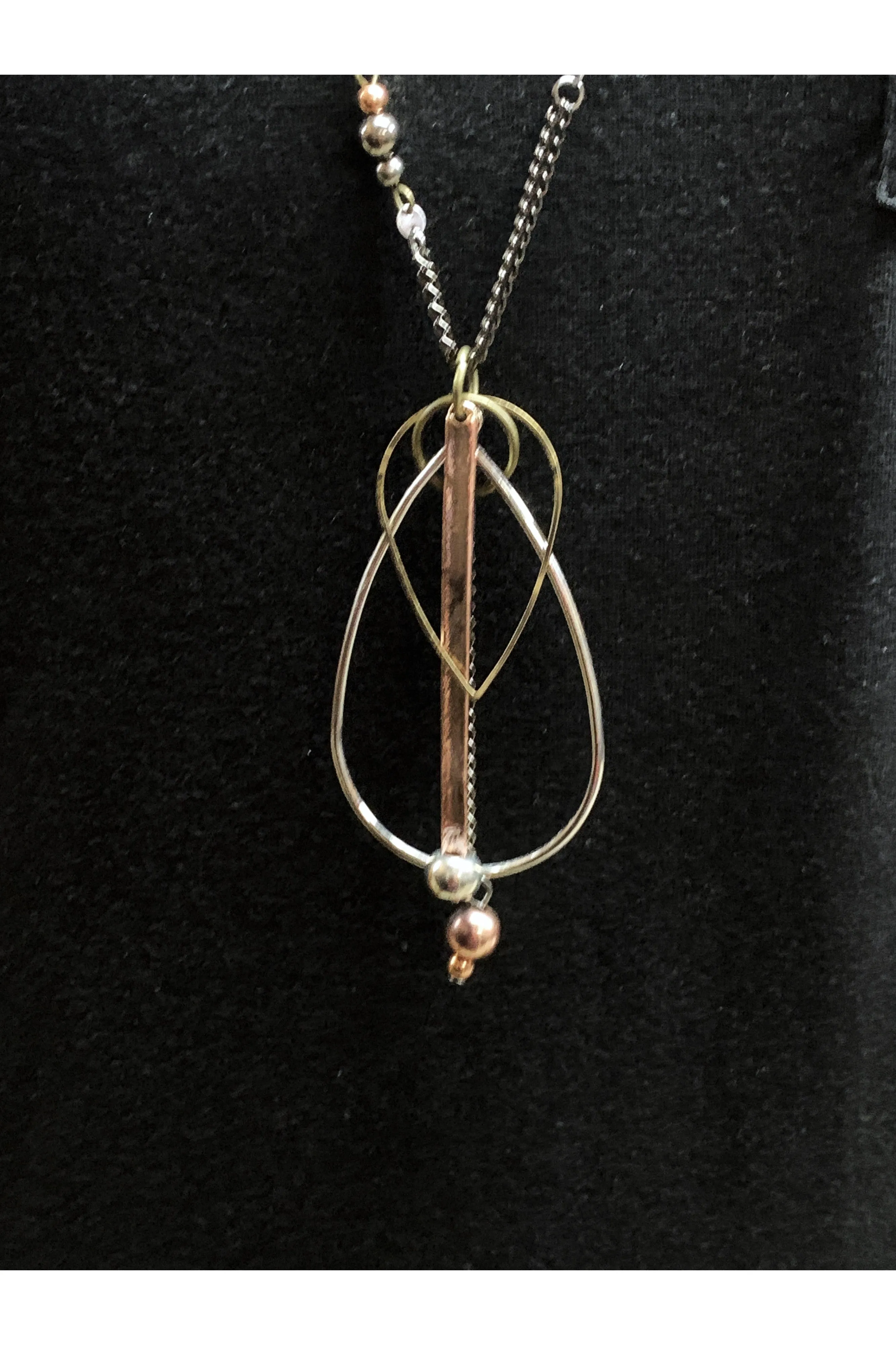 Lost And Found Mixed Metal Chain Necklace With Tear Drops And Dangle