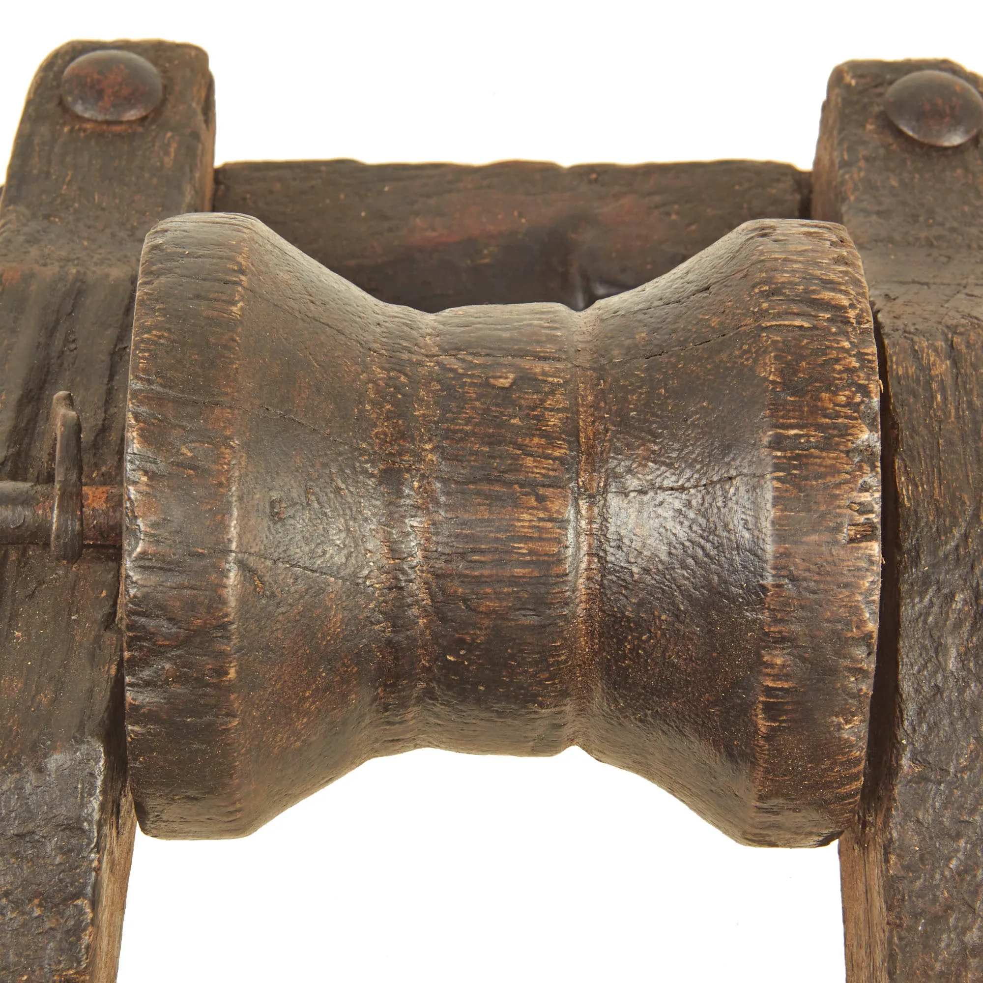Original British Oak Pulley Wheel & Mounting Removed from Nelson’s Flagship HMS Victory During Middle Gun Deck Repairs in 1926