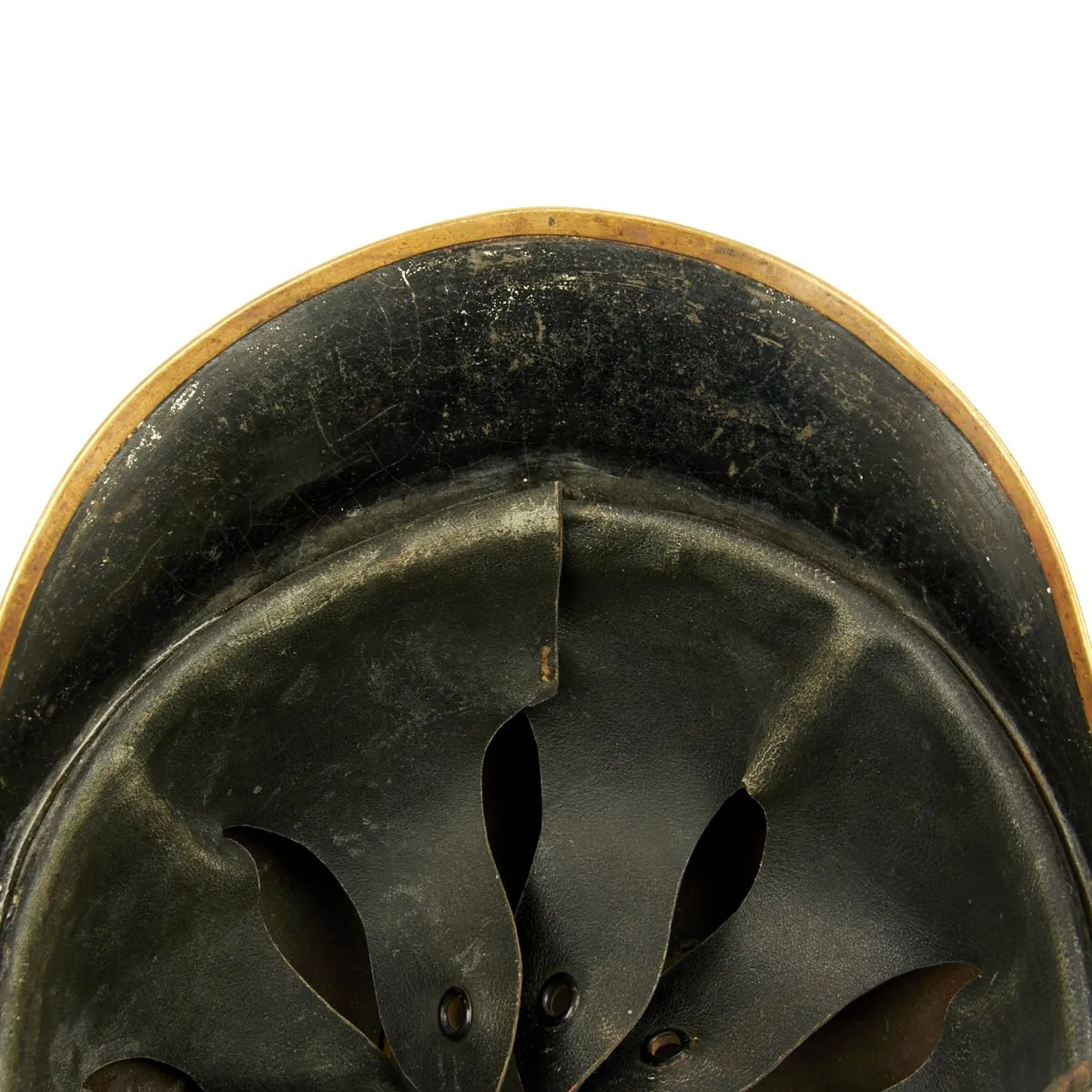 Original German WWI Leather Fire Brigade Helmet - Tropau