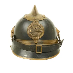 Original German WWI Leather Fire Brigade Helmet - Tropau