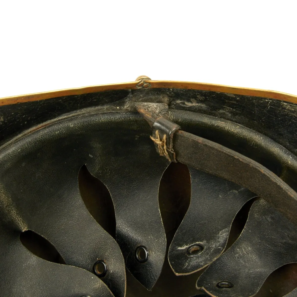 Original German WWI Leather Fire Brigade Helmet - Tropau