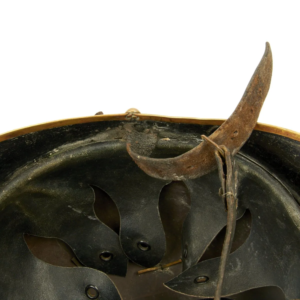 Original German WWI Leather Fire Brigade Helmet - Tropau