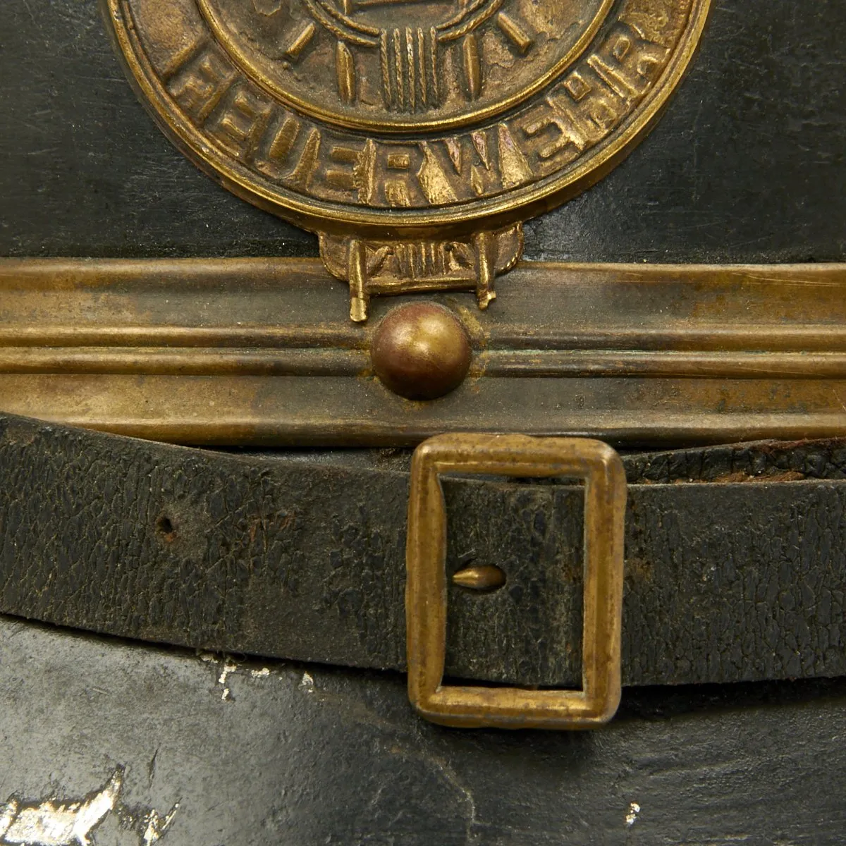 Original German WWI Leather Fire Brigade Helmet - Tropau