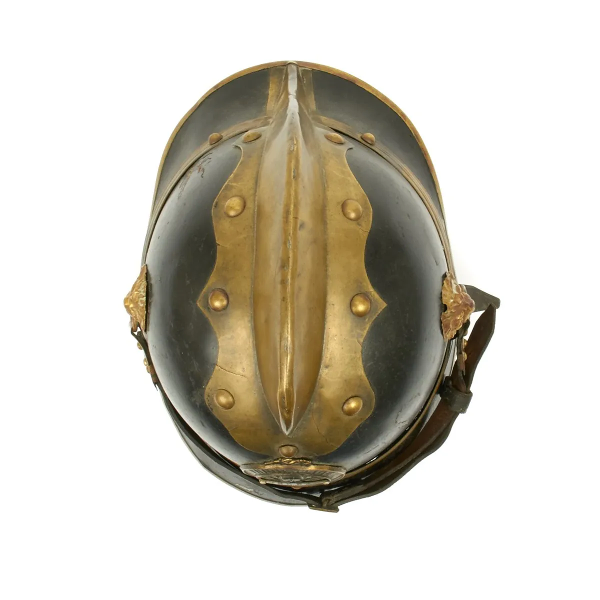 Original German WWI Leather Fire Brigade Helmet - Tropau