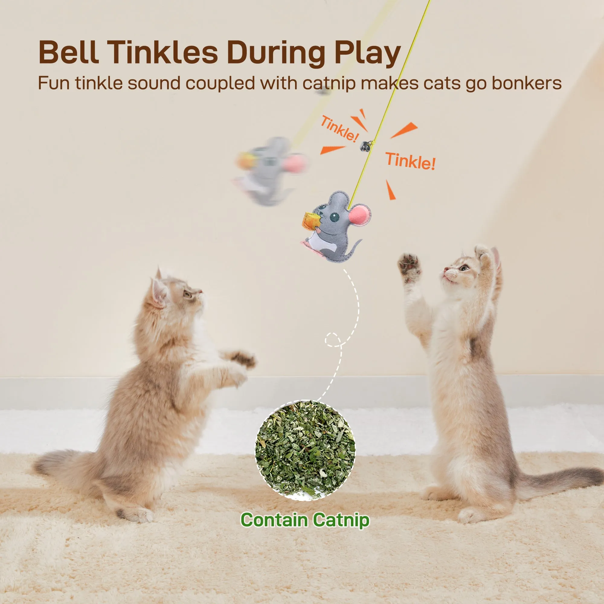 Potaroma Interactive Hanging Cat Toys, 6 Pcs Cat Teaser Retractable