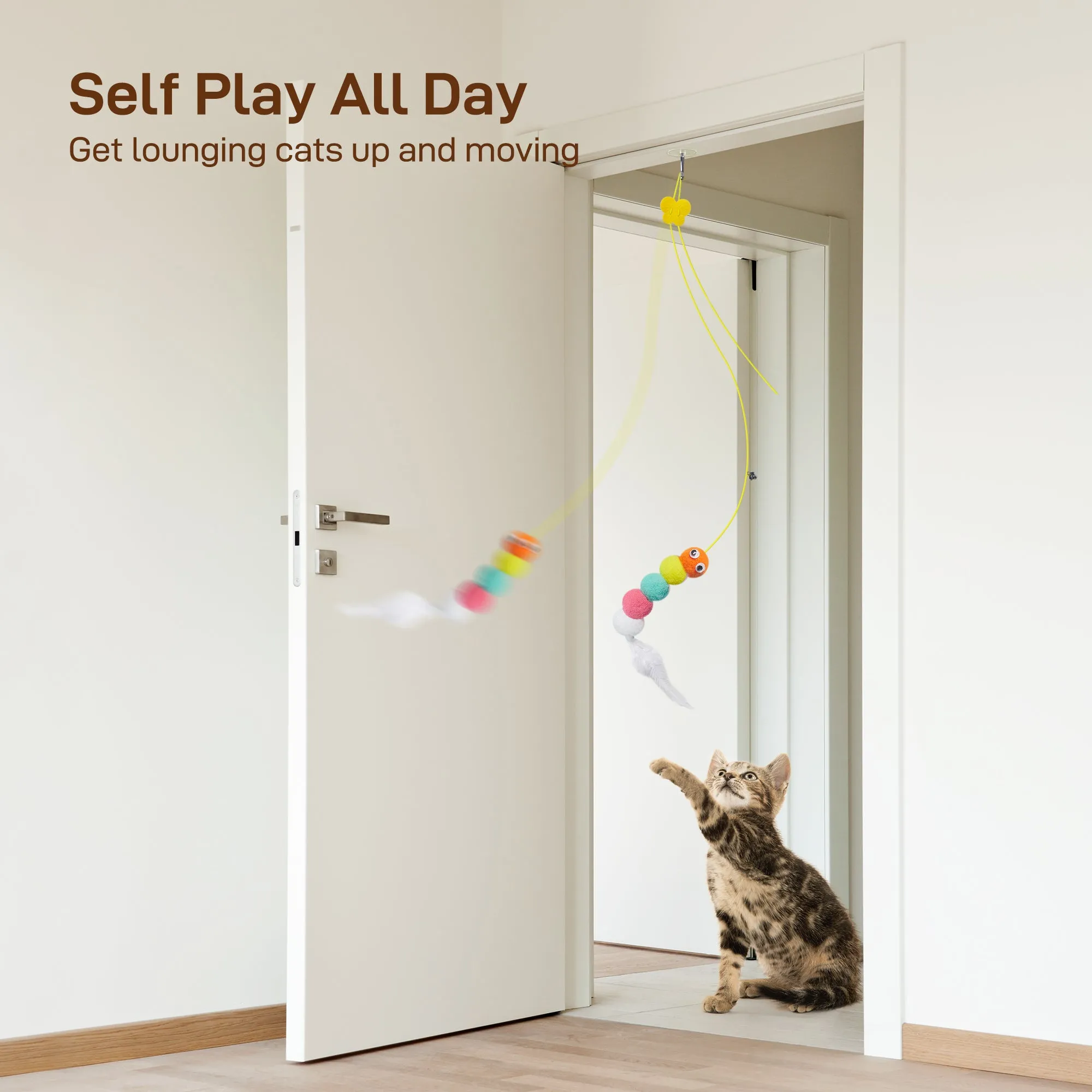 Potaroma Interactive Hanging Cat Toys, 6 Pcs Cat Teaser Retractable