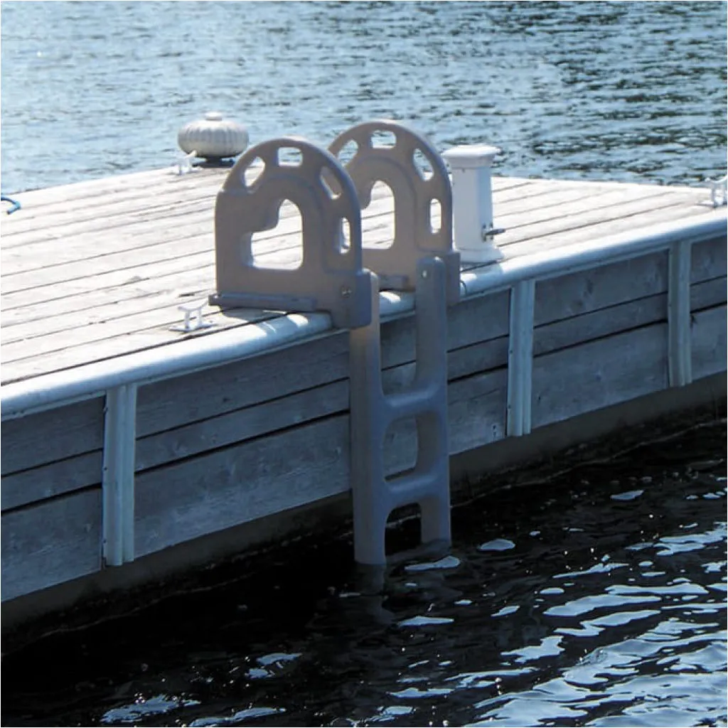 Roto-Molded Grey 4-Step Swing-up Dock Ladder