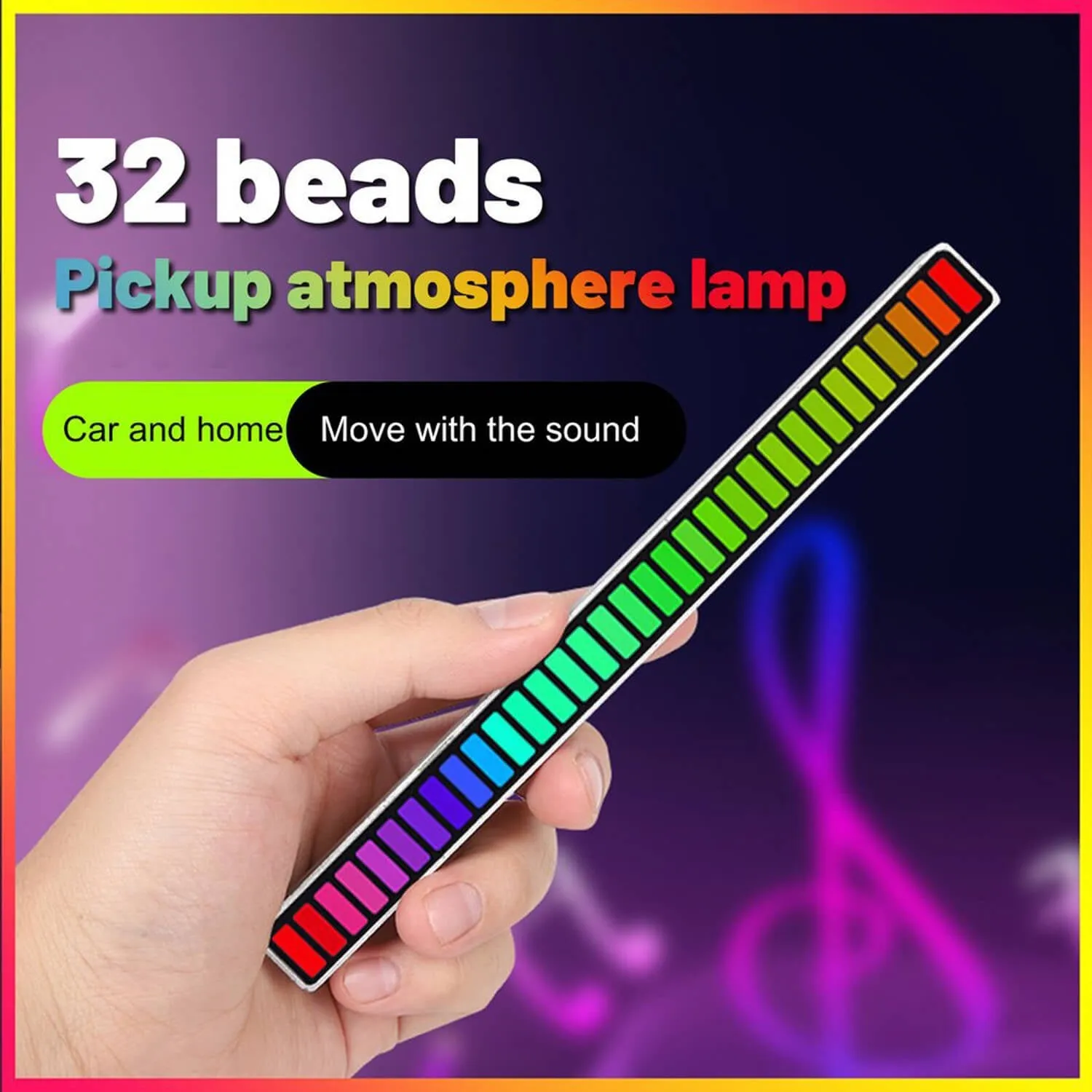 Smart RGB Ambiant Sound Control Music Rhythm Light Bar Black
