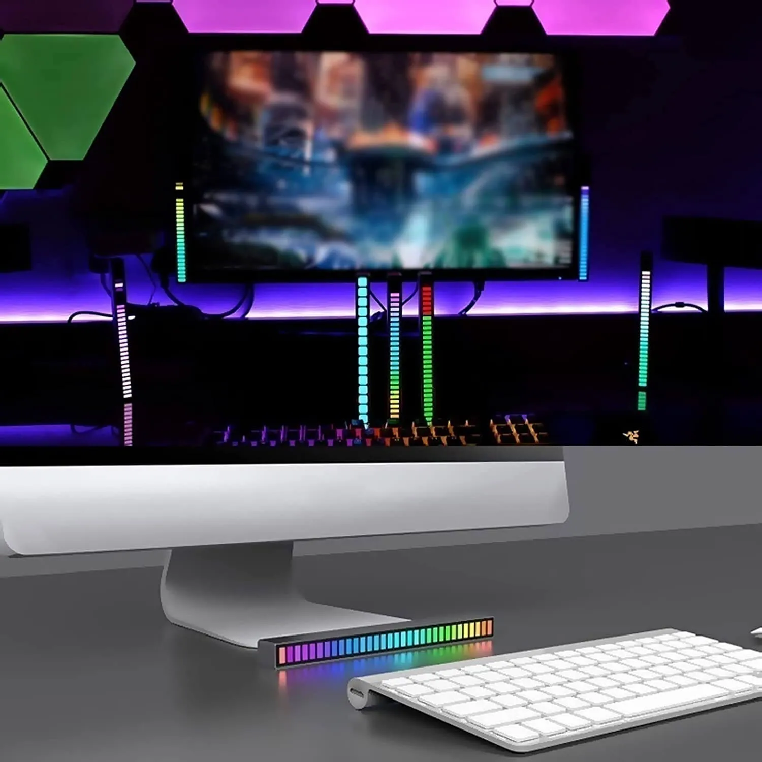 Smart RGB Ambiant Sound Control Music Rhythm Light Bar Black