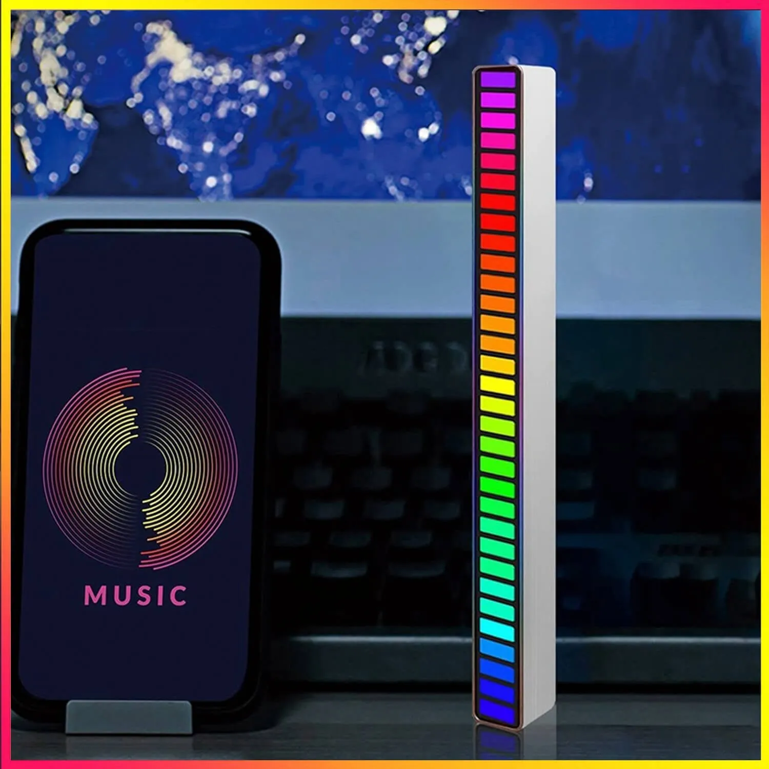 Smart RGB Ambiant Sound Control Music Rhythm Light Bar Black