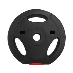 Standard 1" Tri-Grip Vinyl Weight Plate 1kg - Black & Red