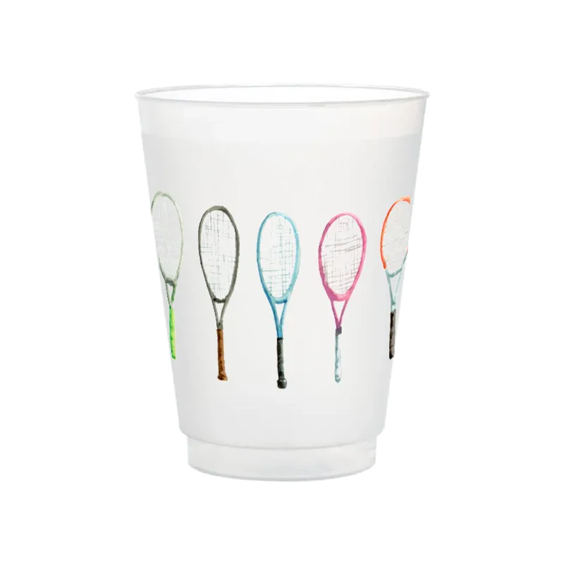 Tennis Rackets Frosted Cups | Set of 6