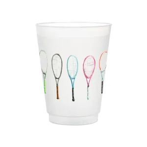 Tennis Rackets Frosted Cups | Set of 6