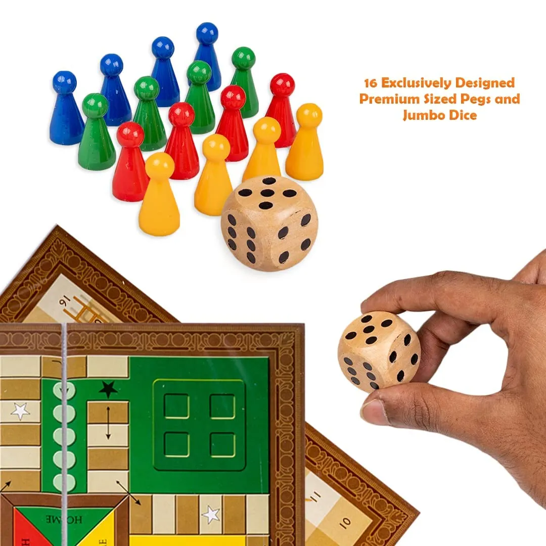 Toysbox Grand Ludo and Snakes & Ladders Board Game with Jumbo Size Wooden Dice to Play with Kids and Adults