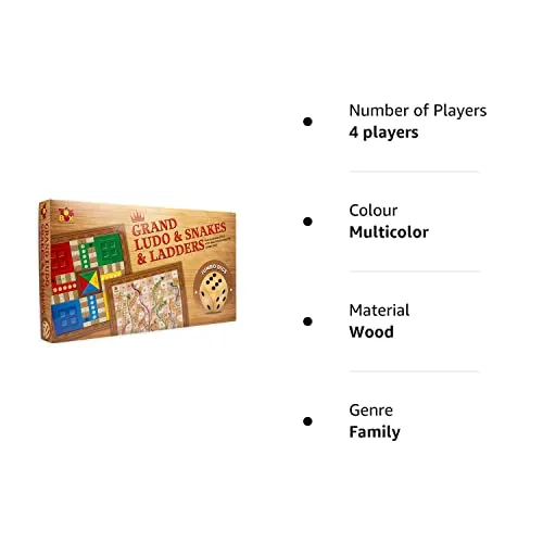 Toysbox Grand Ludo and Snakes & Ladders Board Game with Jumbo Size Wooden Dice to Play with Kids and Adults