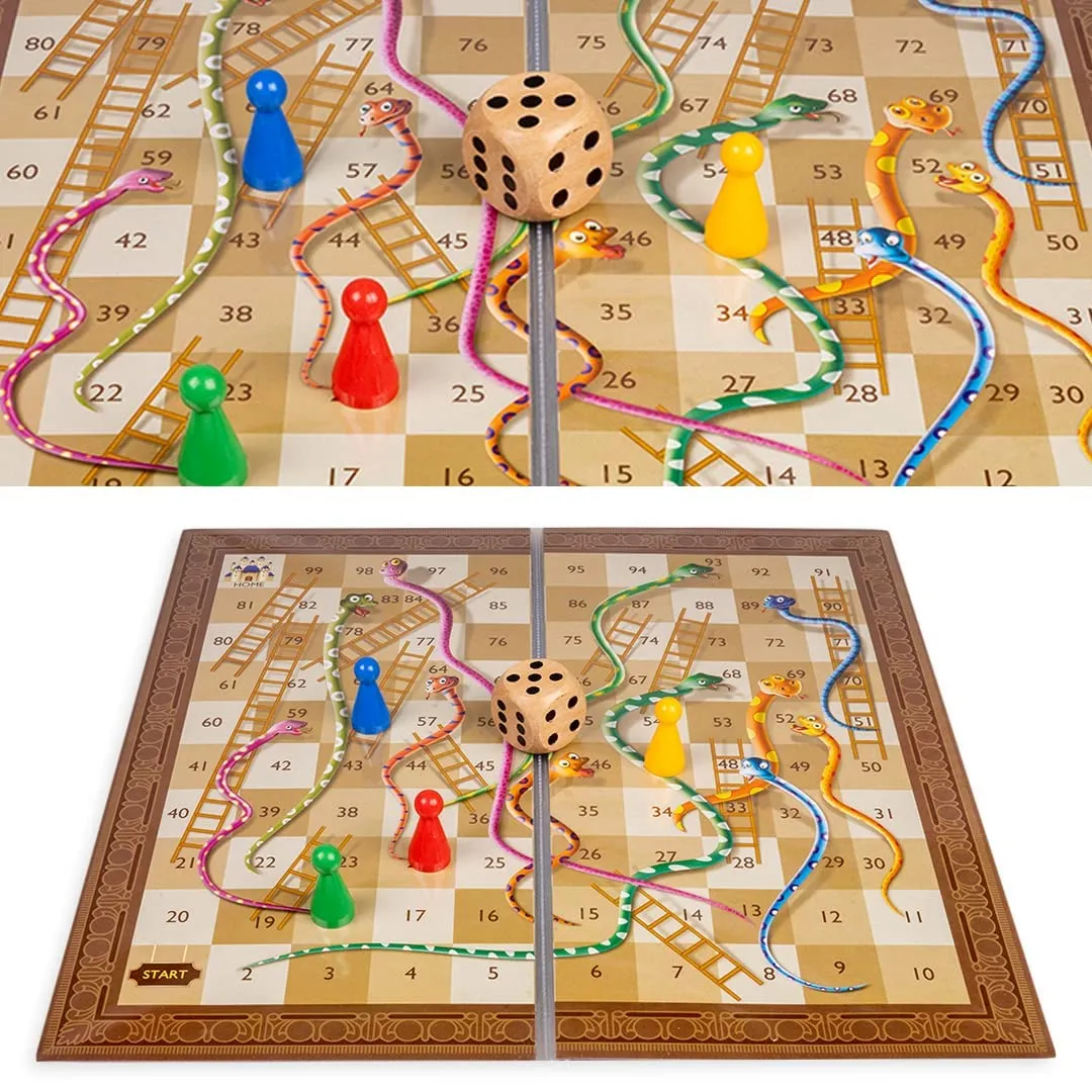Toysbox Grand Ludo and Snakes & Ladders Board Game with Jumbo Size Wooden Dice to Play with Kids and Adults