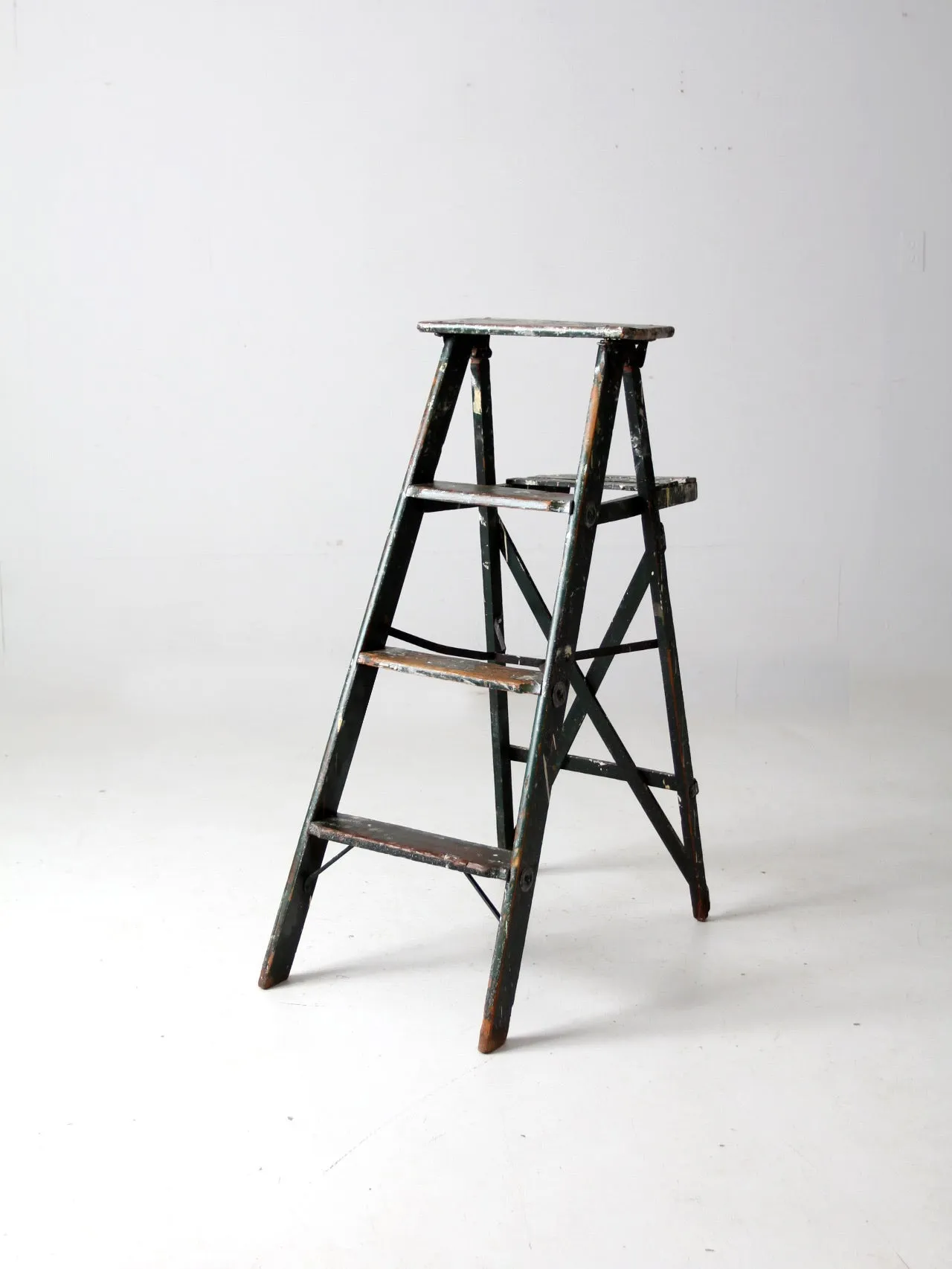 vintage green wood painter's ladder