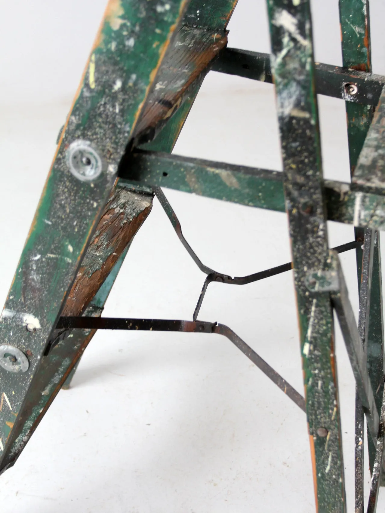 vintage green wood painter's ladder