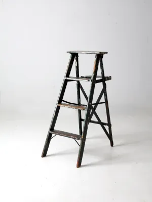 vintage green wood painter's ladder