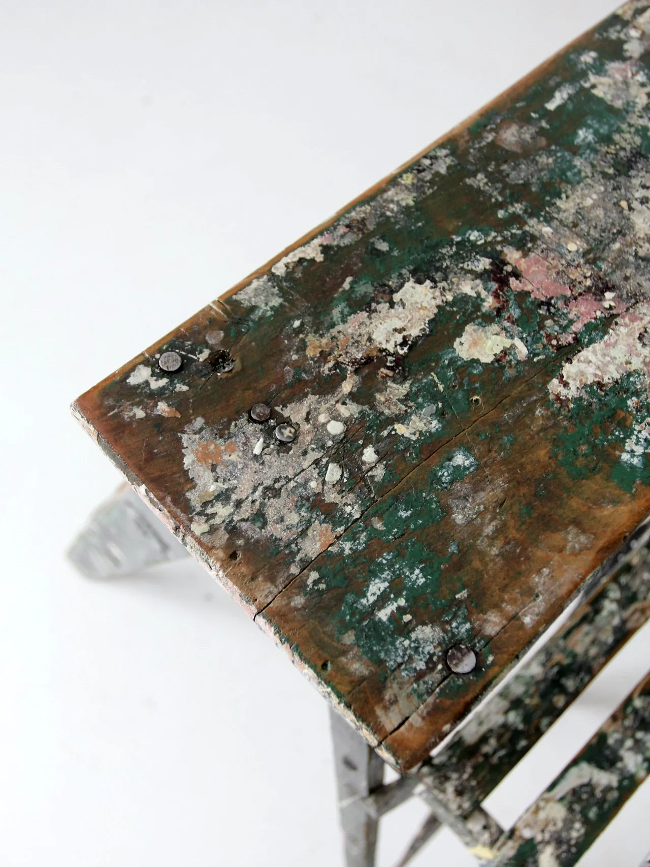 vintage green wood painter's ladder