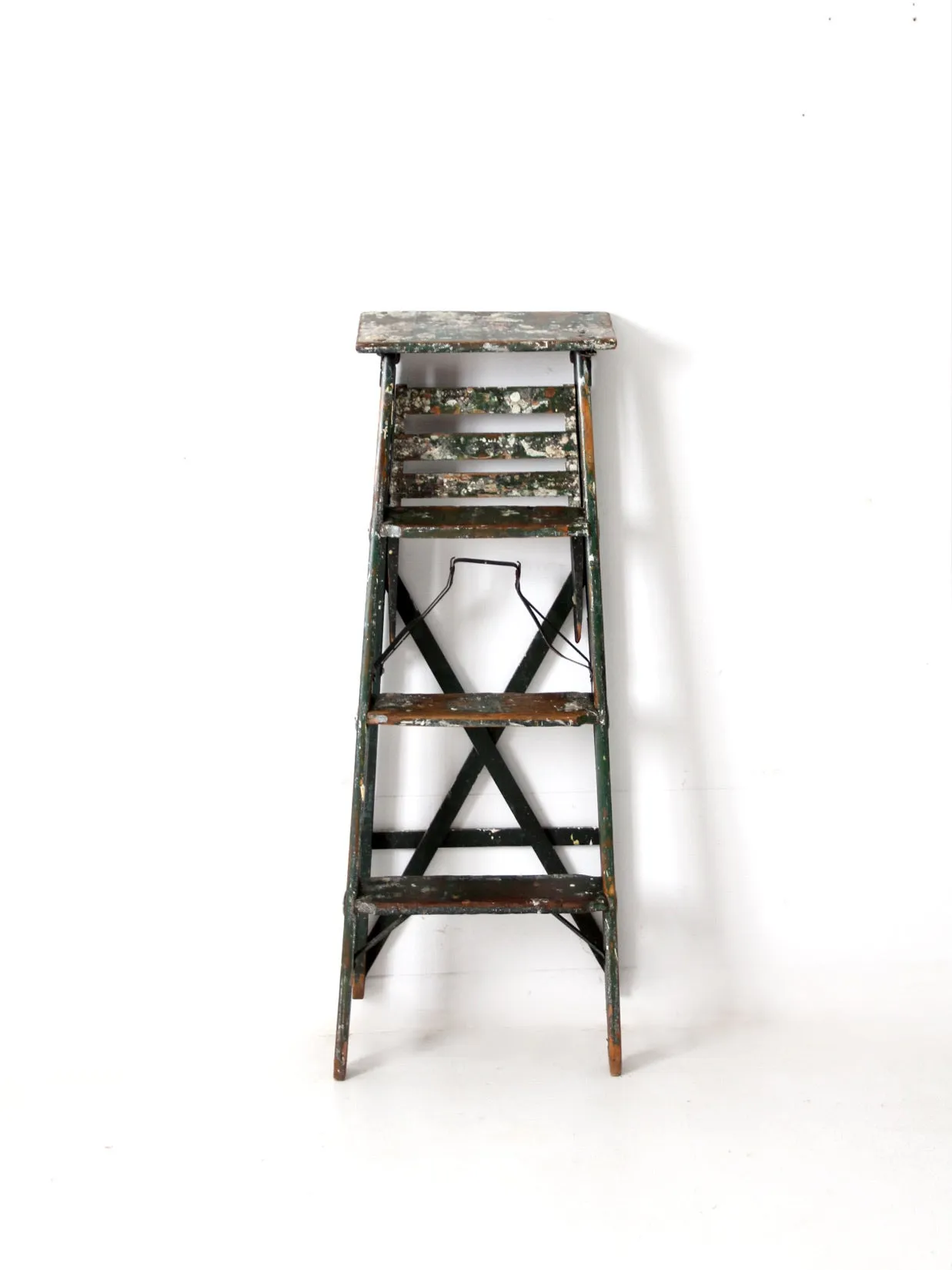 vintage green wood painter's ladder