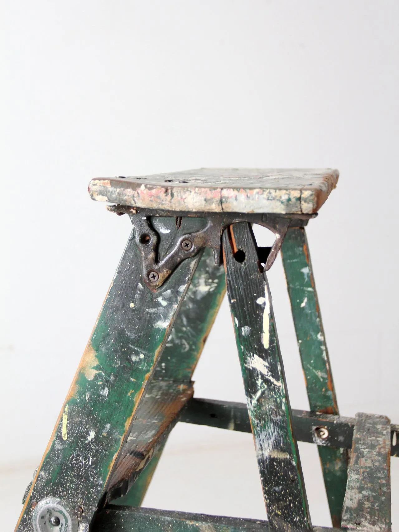 vintage green wood painter's ladder