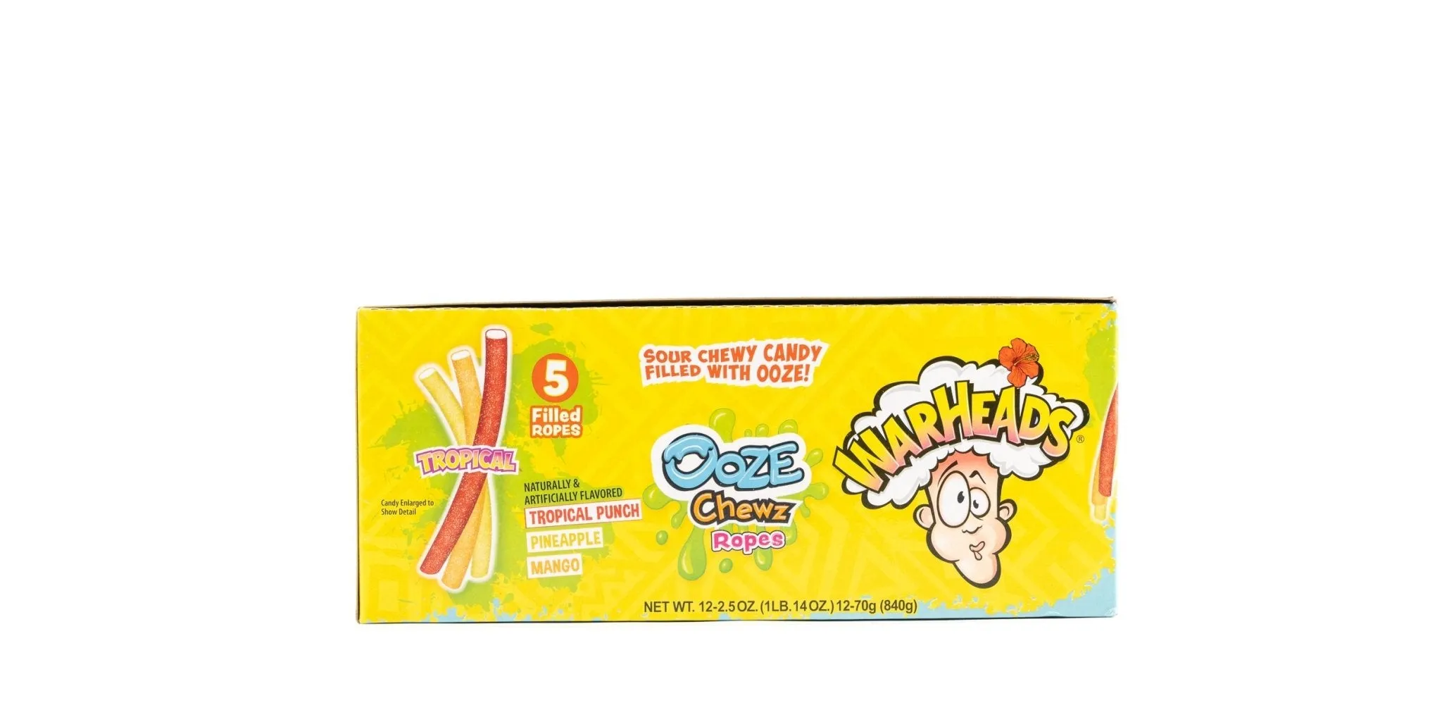 Warheads Ooze Chews Tropical Ropes Sour Candy Bulk Box (0.20 oz, 12ct.)