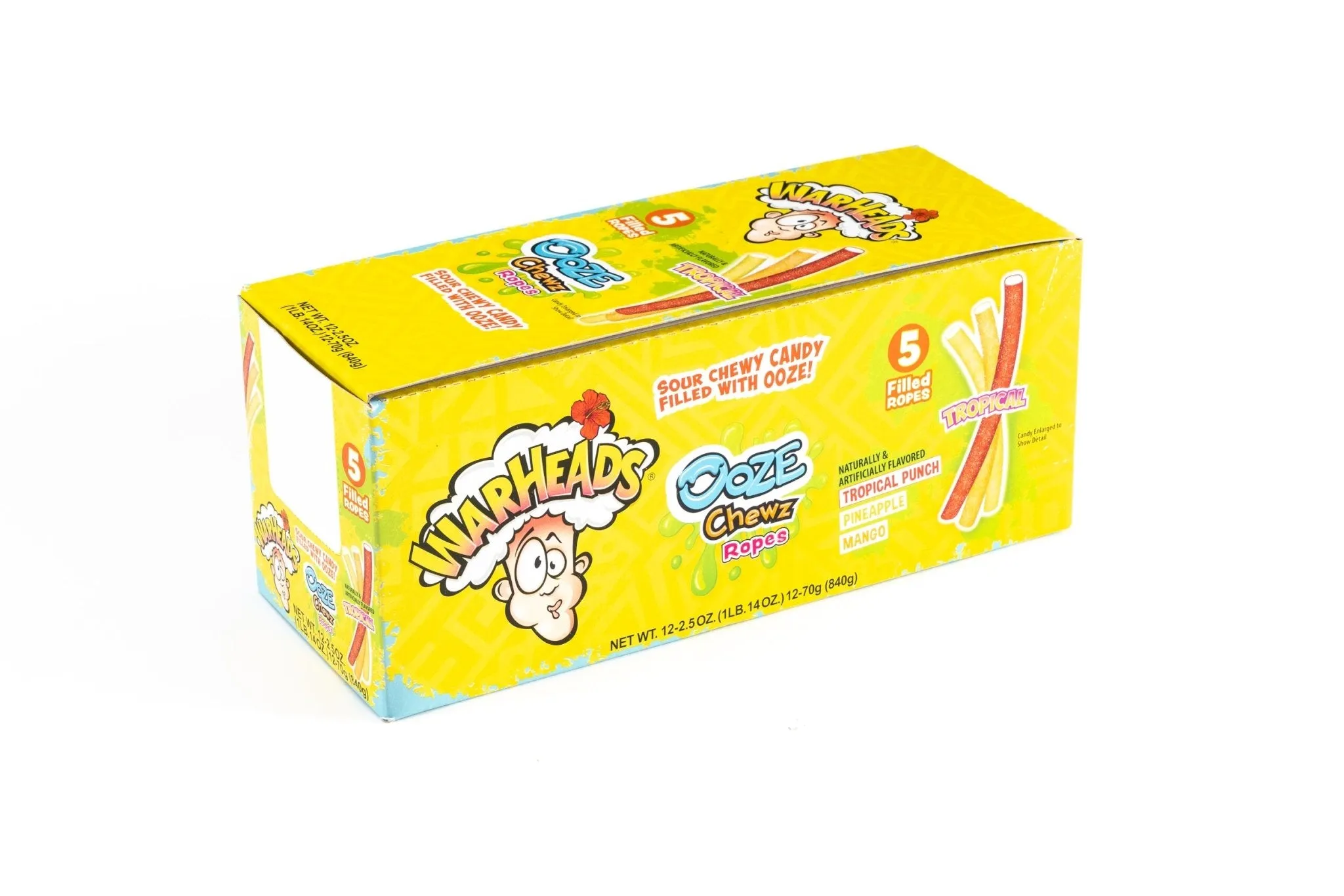 Warheads Ooze Chews Tropical Ropes Sour Candy Bulk Box (0.20 oz, 12ct.)
