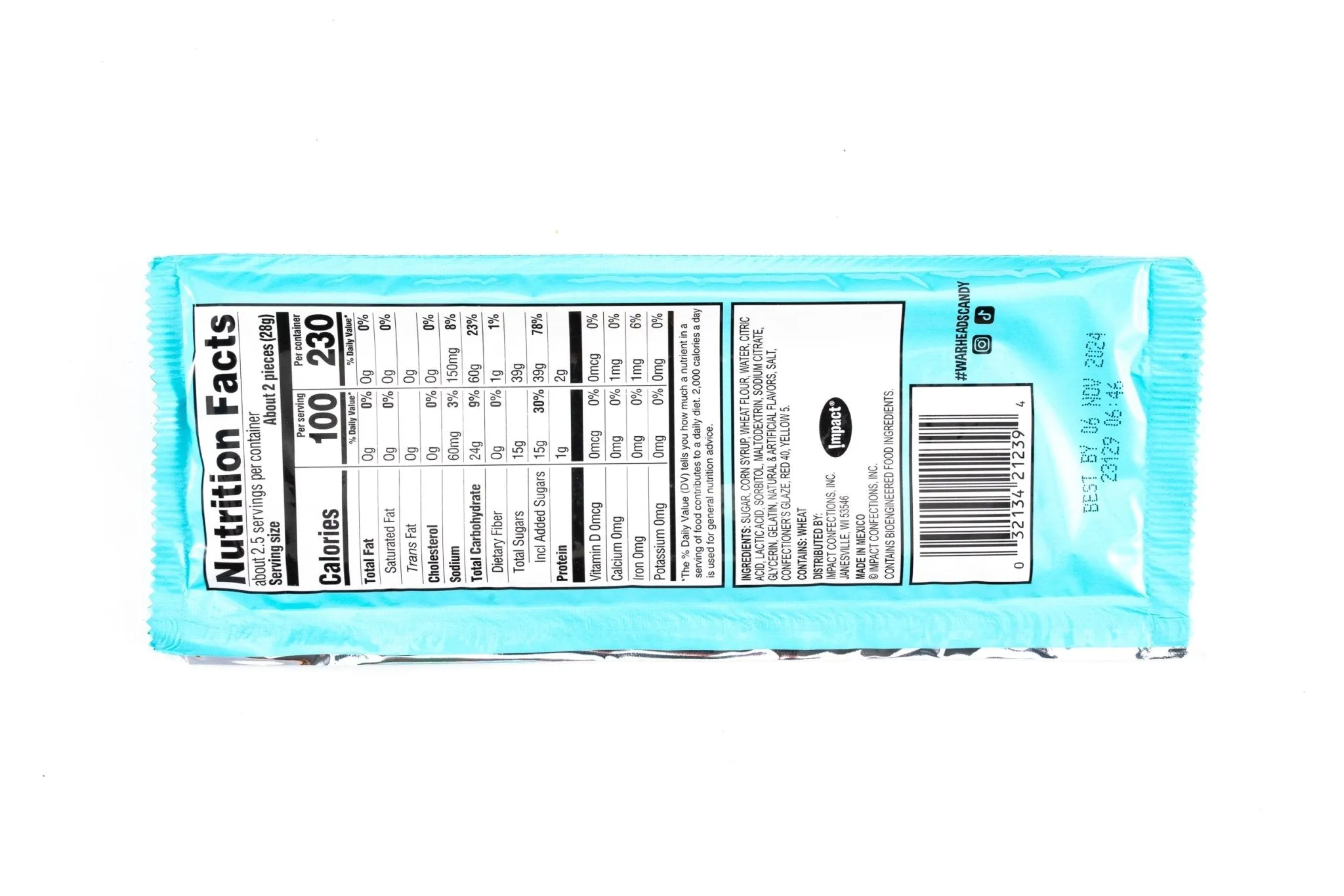 Warheads Ooze Chews Tropical Ropes Sour Candy Bulk Box (0.20 oz, 12ct.)