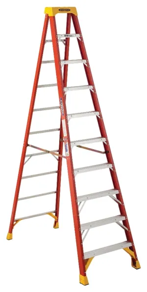 Werner 6210 Step Ladder, 10 ft H, Type IA Duty Rating, Fiberglass, 300 lb, 9-Step, 14 ft Max Reach :EA: QUANTITY: 1